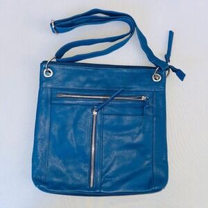 Great American Leather Works Crossbody Bag Leather Blue Silver Hardware